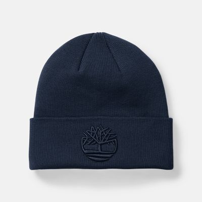 Timberland Tonal 3d Embroidery Beanie For Men In Navy Navy