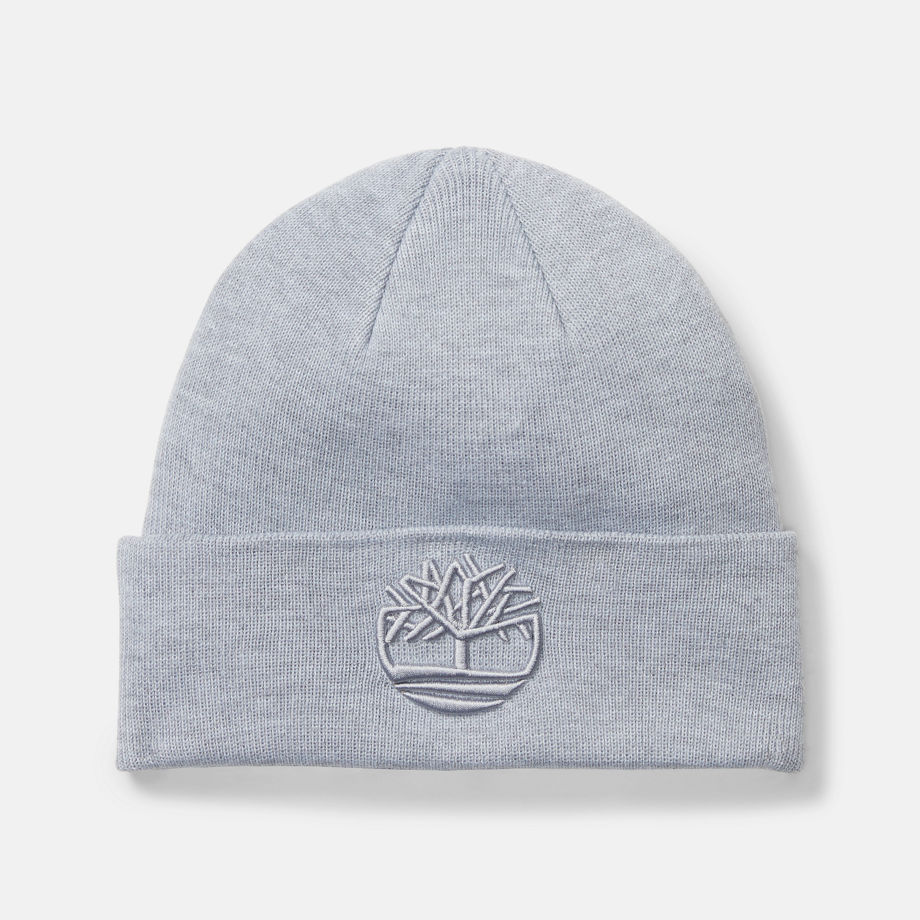 Timberland Tonal 3d Embroidery Beanie For Men In Light Grey Grey, Size ONE