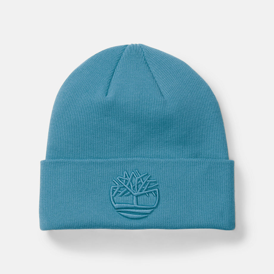 Timberland Tonal 3d Embroidery Beanie For Men In Blue Blue
