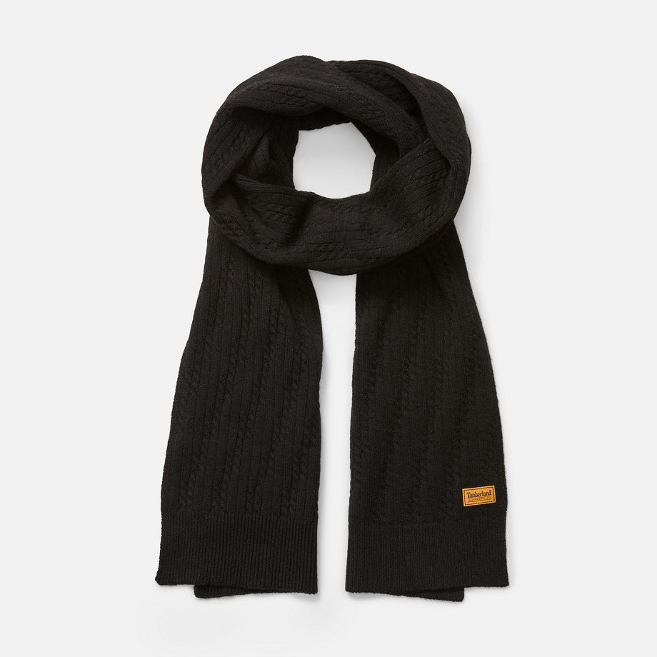 Timberland Gradation Cable-knit Scarf For Women In Black Black, Size ONE