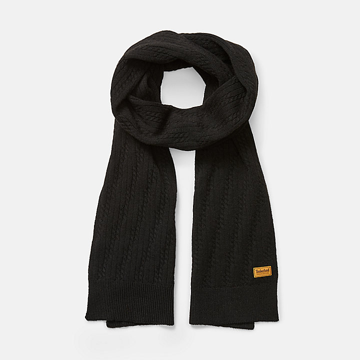 Gradation Cable-knit Scarf for Women in Black