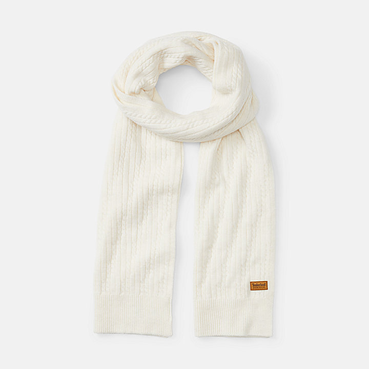 Gradation Cable-knit Scarf for Women in White