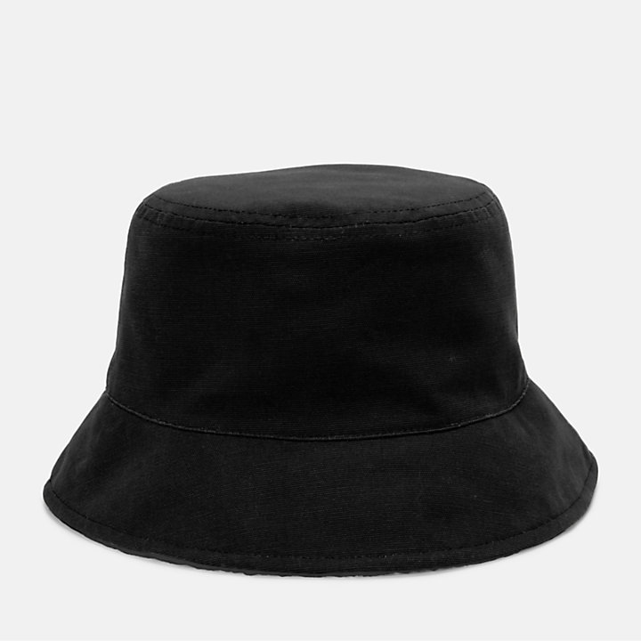 Reversible Bucket Hat with High Pile Fleece Lining in Black-