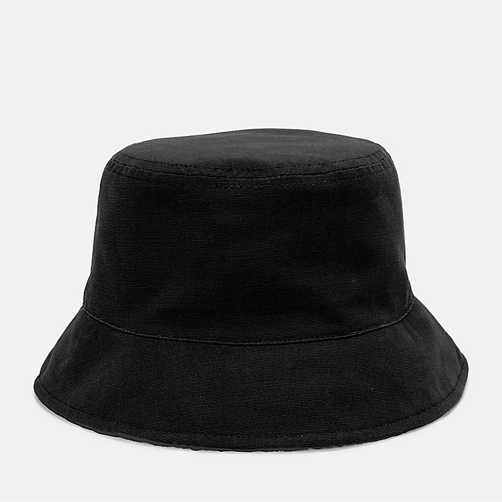 Reversible Bucket Hat with High Pile Fleece Lining in Black