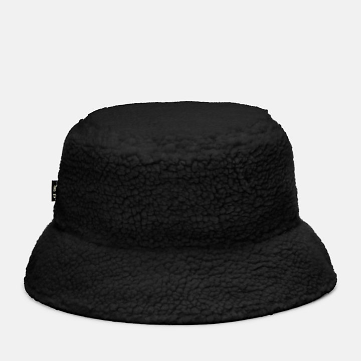 Cappello da Pescatore Double-Face con Fodera in Pile a Pelo Lungo in colore nero-