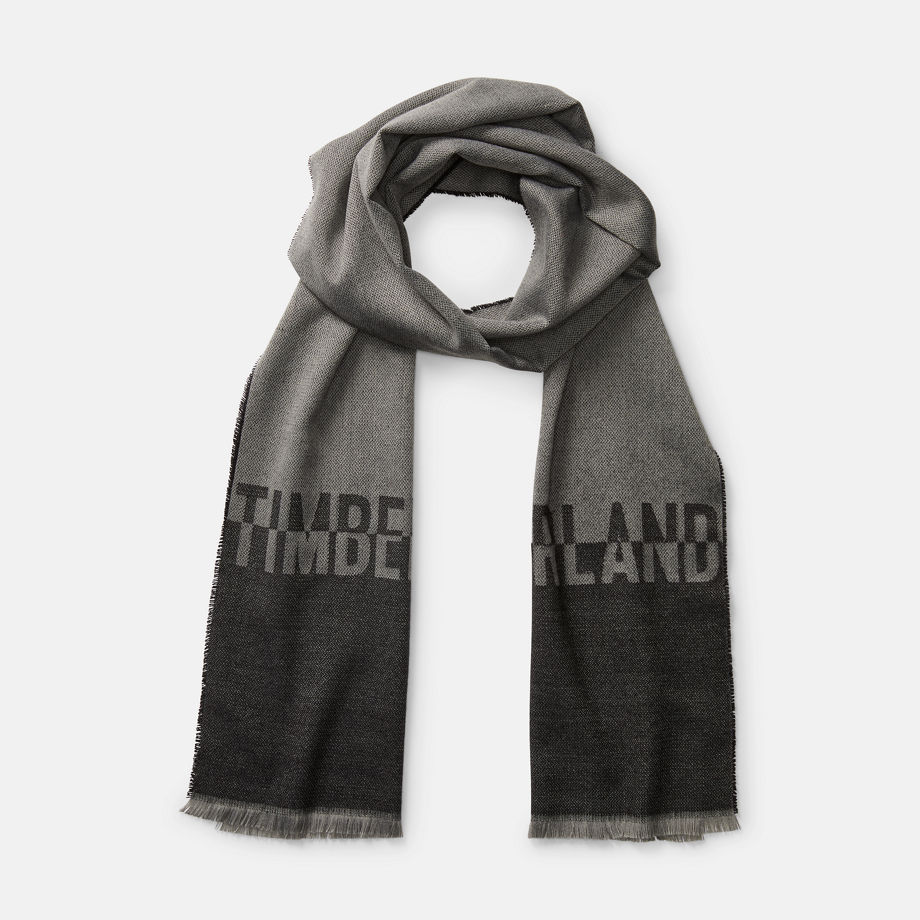 Timberland Split Colour Logo Scarf For Men In Light Grey Grey, Size ONE