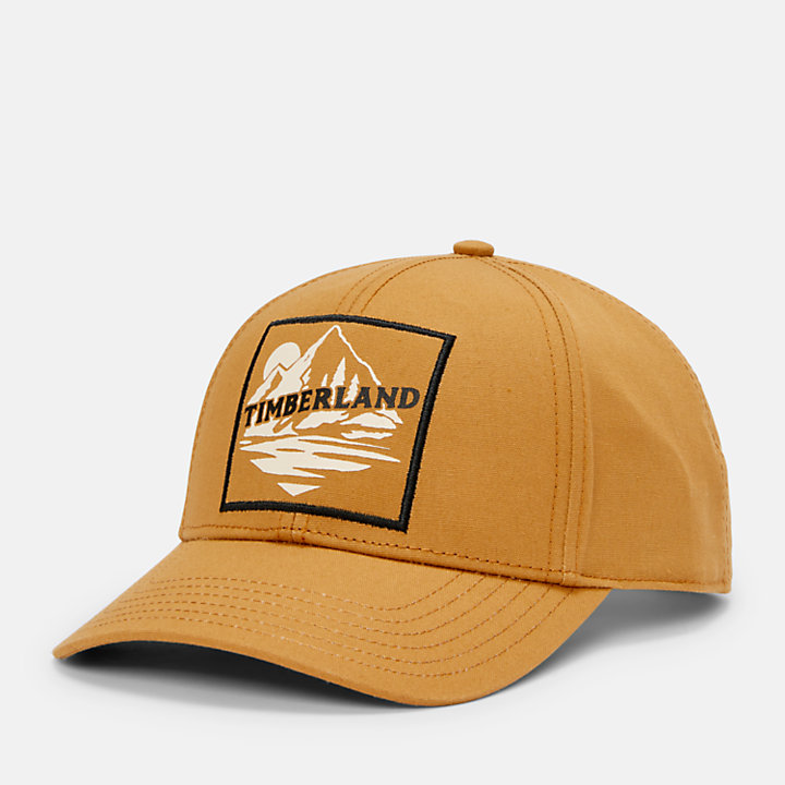 Gorra de béisbol unisex con parche de montaña en amarillo-