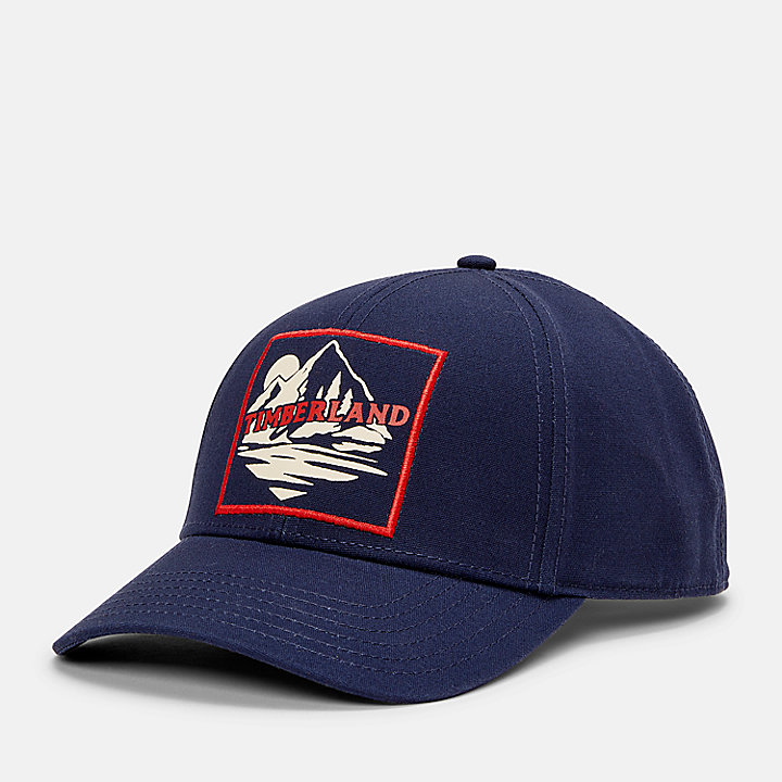 Gorra de béisbol con parche de montaña azul