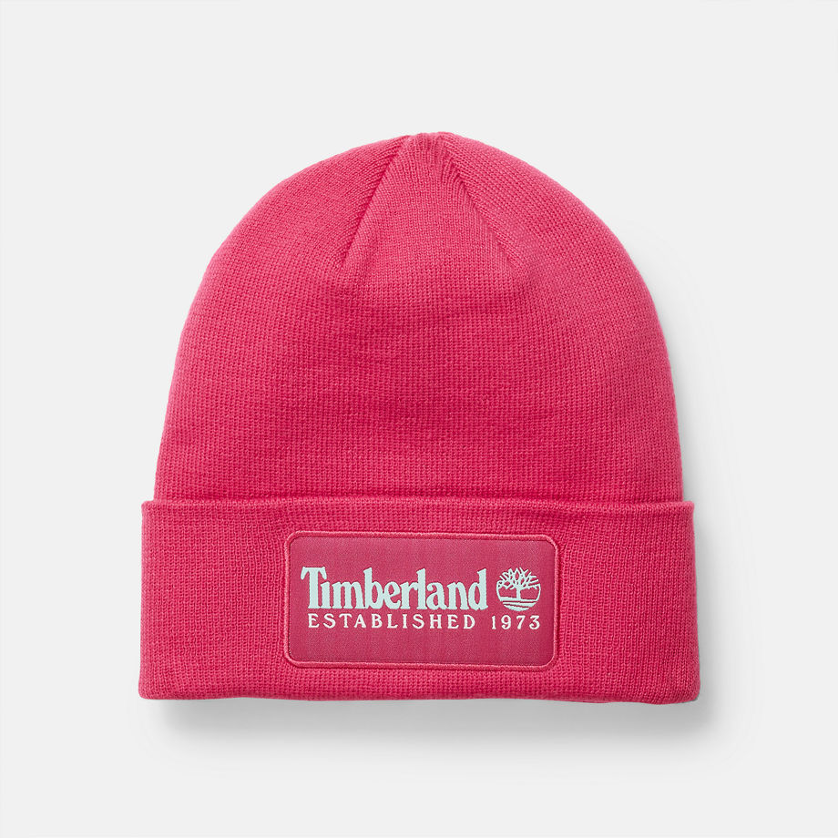 Timberland Colour Blast Beanie In Dark Pink Pink Unisex, Size ONE