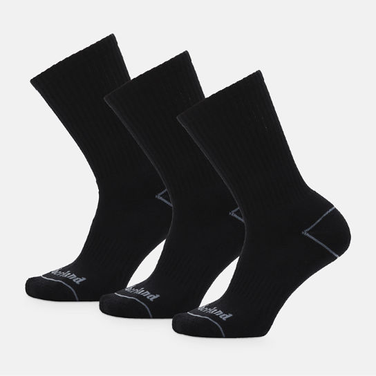 All Gender 3 Pack Bowden Crew Socks in Black | Timberland