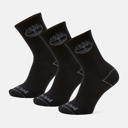 Pack de 3 pares de calcetines unisex de caña media Bowden en negro | Timberland