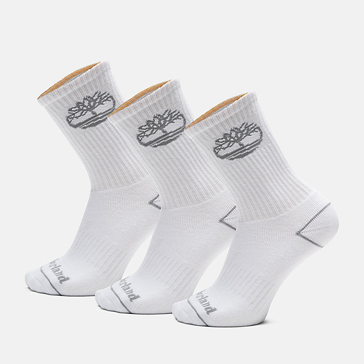 3 Pair Pack Bowden Crew Socks in White
