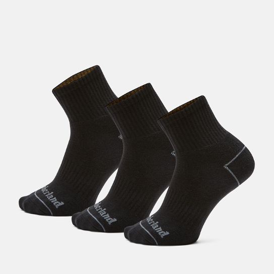 All Gender 3 Pack Bowden Quarter Socks in Black | Timberland