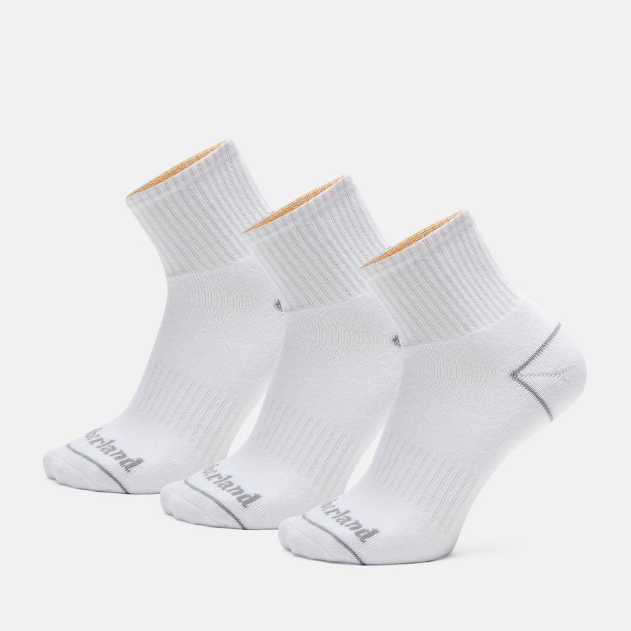 Timberland All Gender 3 Pack Bowden Quarter Socks In White White Unisex