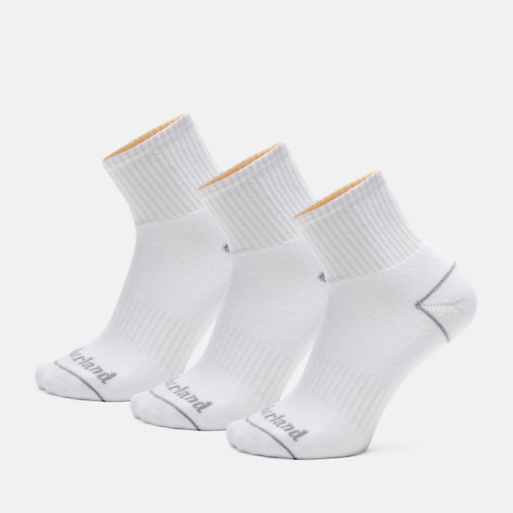 All Gender 3 Pack Bowden Quarter Socks in White-