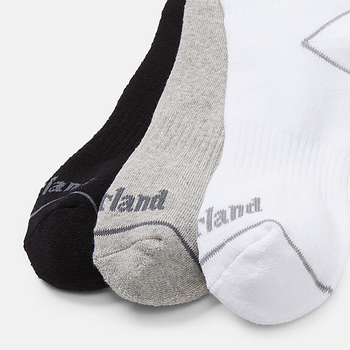 All Gender Bowden Quarter Socken im Dreierpack in Schwarz/Weiß/Grau
