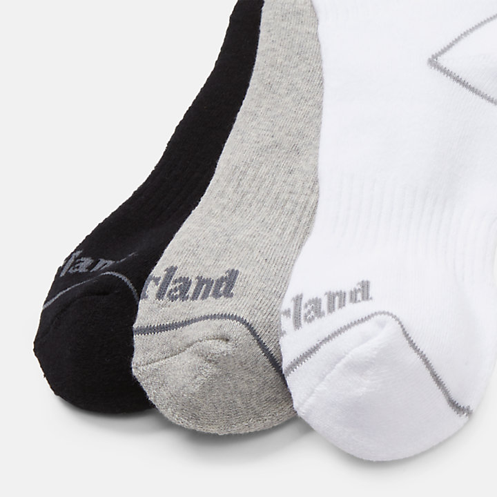 3 Pair Pack Bowden Quarter Socks in Black/White/Grey-