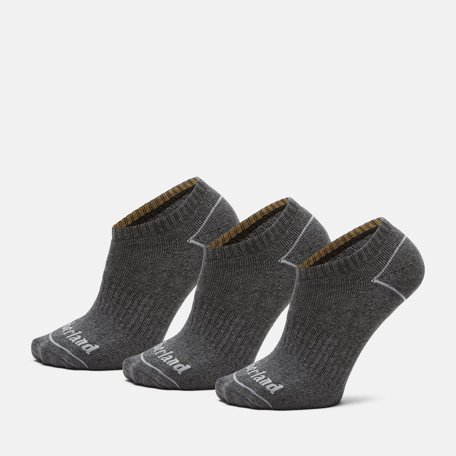 Timberland All Gender 3 Pack Bowden No-show Socks In Dark Grey Grey Unisex, Size M
