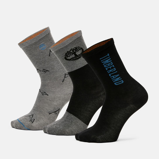 Coffret cadeau 3 paires de chaussettes Fresh Mountain unisexes en noir/gris | Timberland