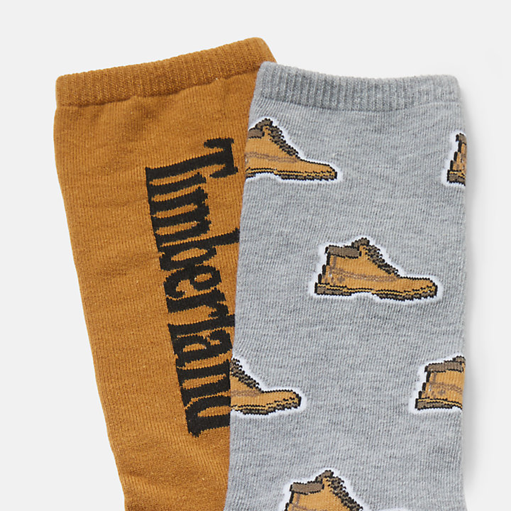Pack de 2 pares de calcetines unisex de caña media para botas con estampado integral en gris/naranja-