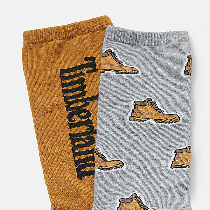 All Gender 2 Pack All-Over Print Boot Crew Socks in Grey/Orange
