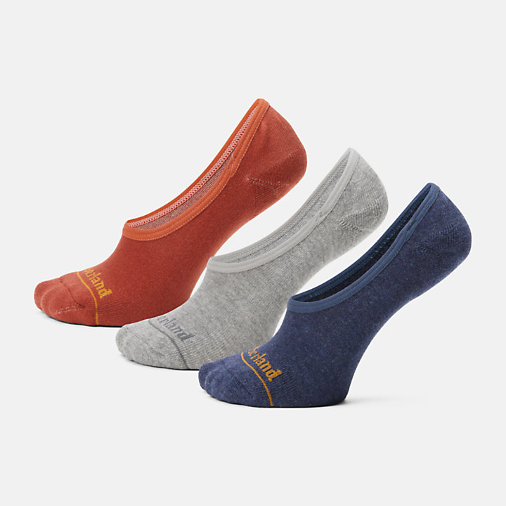 Lot de 3 paires de chaussettes fines invisibles unisexes Ocean Grove en bleu foncé/rouge/gris-