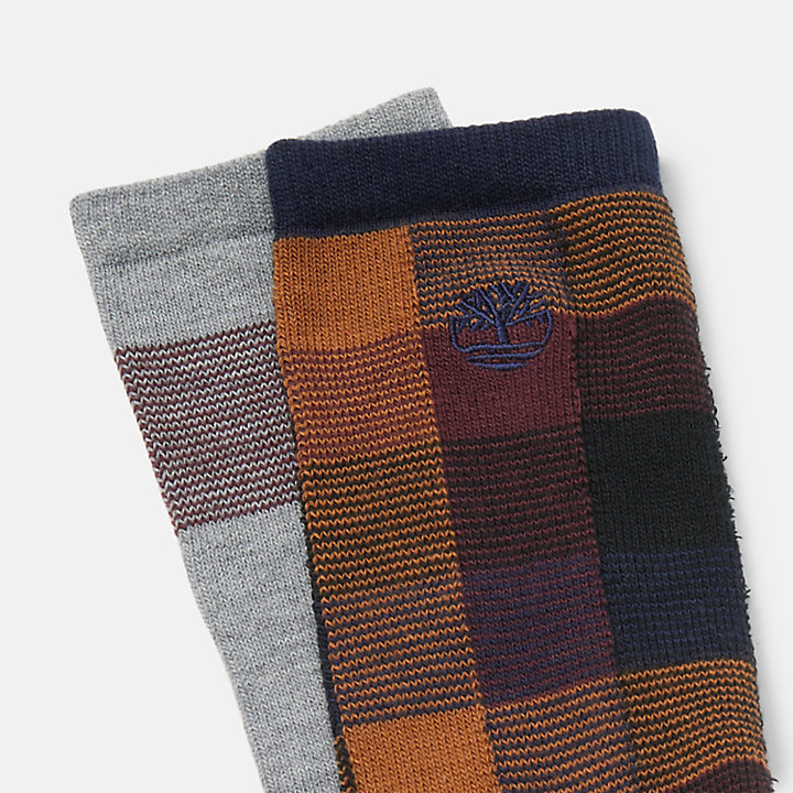 Paquete de 2 pares de cómodos calcetines deportivos a cuadros para en multicolor-
