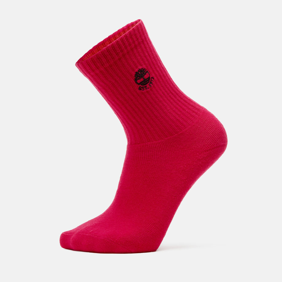 Timberland 1pk Colour Blast Crew Socks In Dark Pink Pink Unisex, Size M