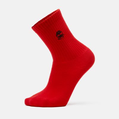 Timberland 1pk Colour Blast Crew Socks In Red Red Unisex