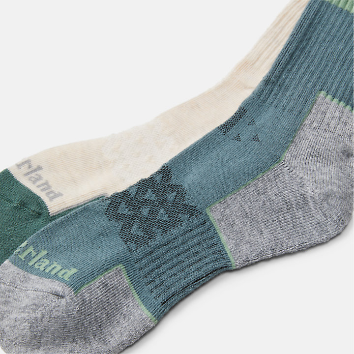 Lot de 2 paires de chaussettes mi-mollet CoolMax® semi-rembourrées en vert-