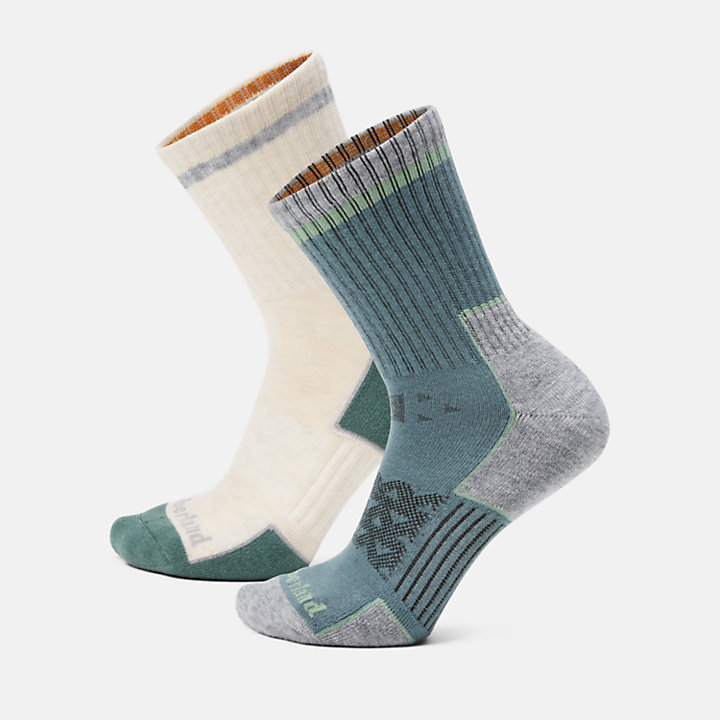 2-Pack CoolMax® Halfgewatteerde lange sokken in groen-