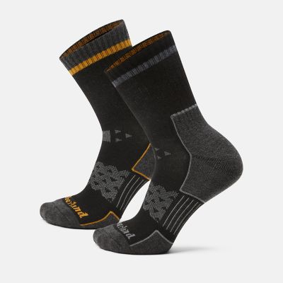 2 Pair Pack CoolMax® Half Cushion Crew Socks in Black | Timberland