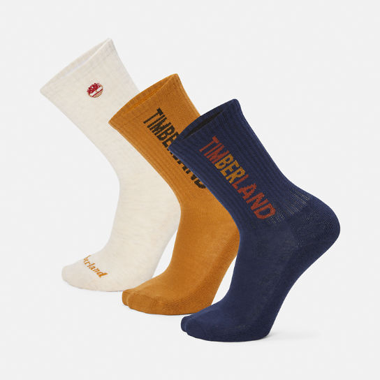 Pack de 3 pares de calcetines unisex de media caña Sport en azul marino | Timberland