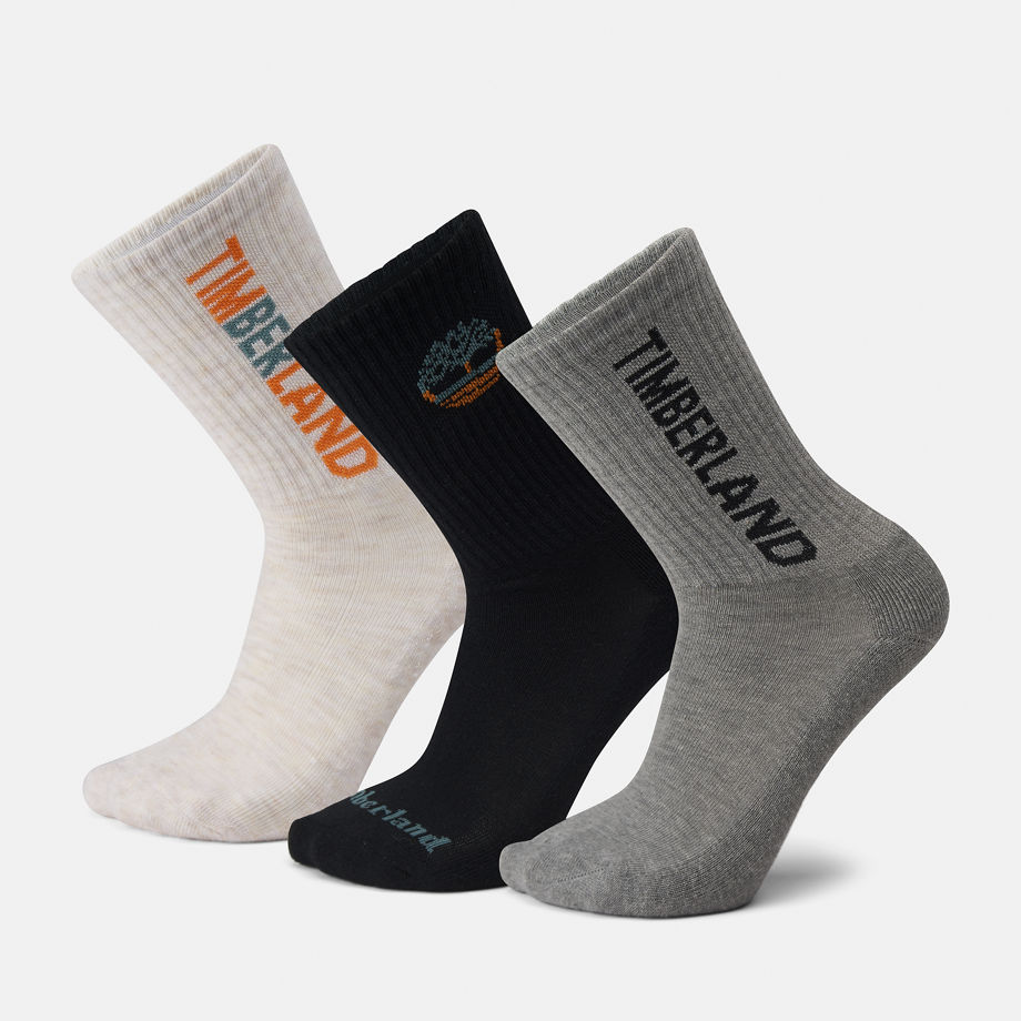 Timberland All Gender 3 Pack Sport Crew Socks In Multi-coloured Multi Unisex, Size L