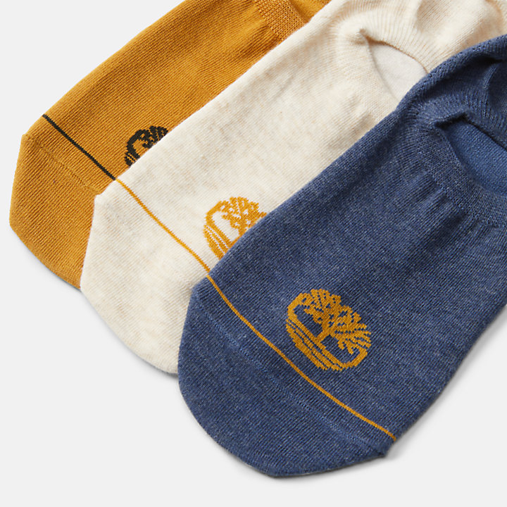 Pack de 3 pares de calcetines invisibles de diario en azul/amarillo/blanco-