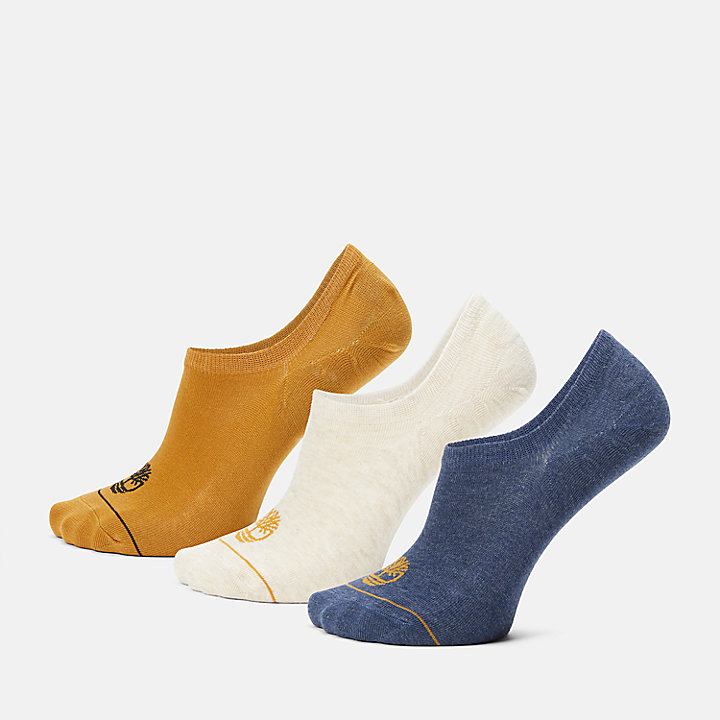 Set van 3 paar onzichtbare sokken voor dagelijks gebruik in blauw/geel/wit