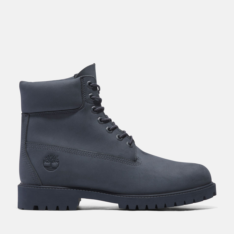 Timberland Heritage 6 Inch Lace-up Waterproof Boot For Men In Dark Blue Nubuck Blue, Size 12.5