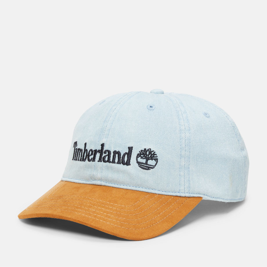 Timberland Denim Cap With Faux Suede Brim In Blue Blue Unisex, Size ONE