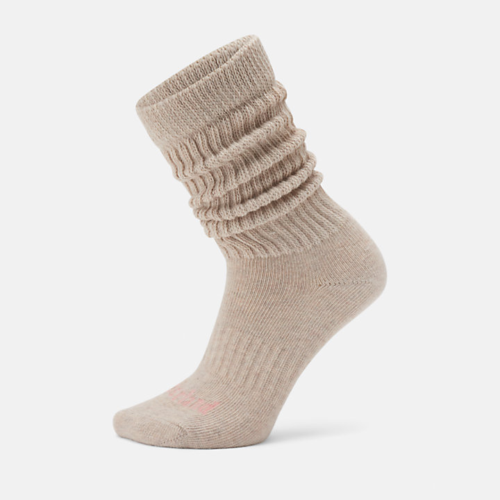 Extra lange, schwere, lässige Socken für Damen in Beige-