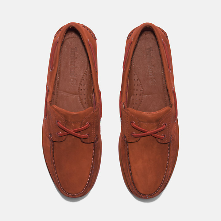Classic Leather Boat Shoe for Men in Dark Red-
