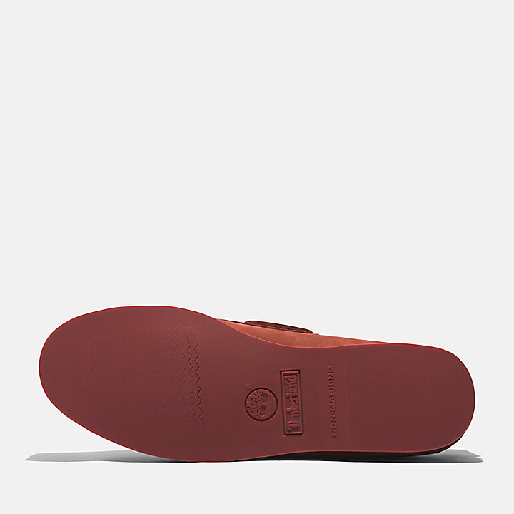 Sapato de Vela Clássico em Pele para Homem em vermelho-escuro