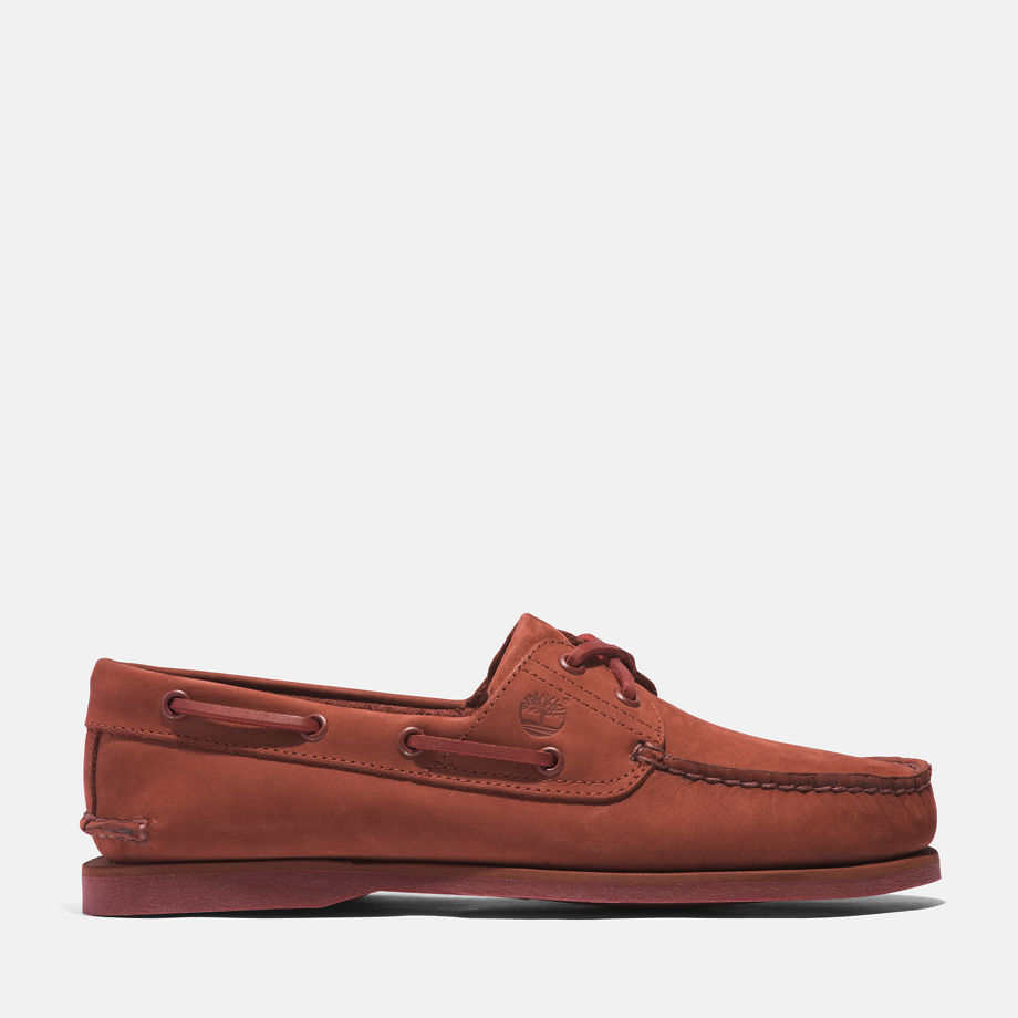 Timberland Classic Leather Boat Shoe For Men In Dark Red Red