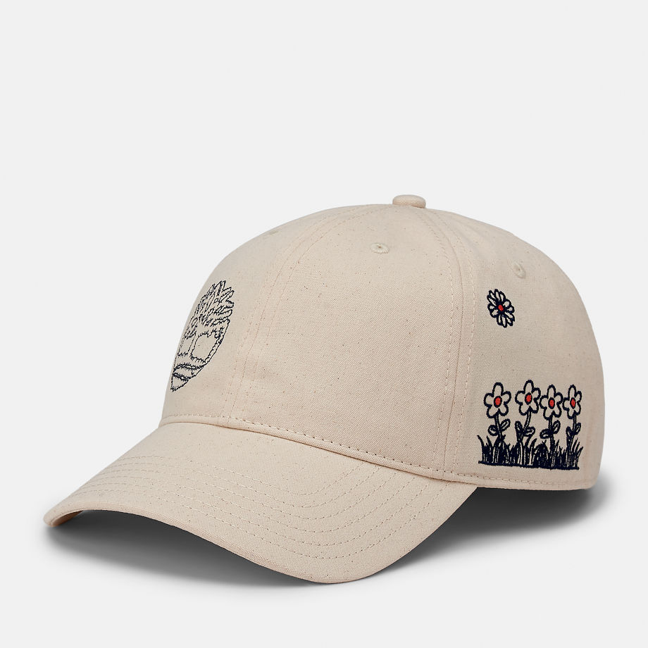 Timberland Undyed Summer Camp Cap In White White Unisex, Size ONE