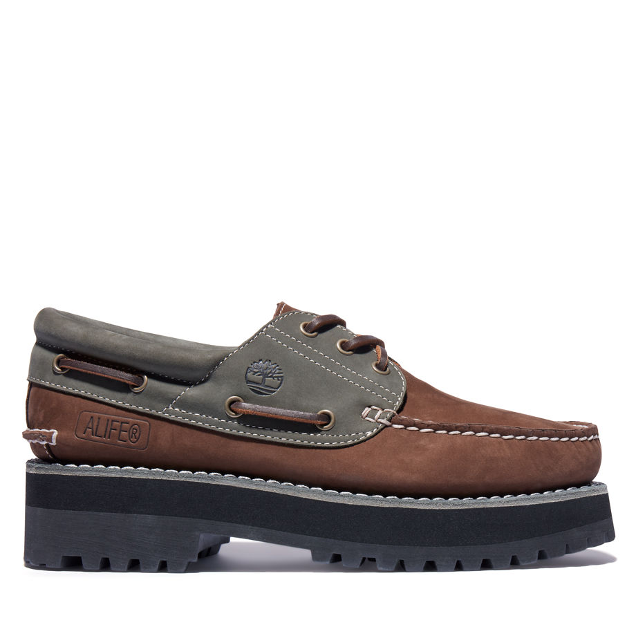 Alife X Timberland 3-eye Classic Lug Boat Shoe For Men In Brown Brown, Size 6.5