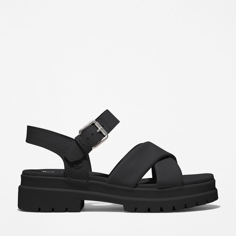 Timberland London Vibe Cross-strap Sandal For Women In Black Black, Size 4.5