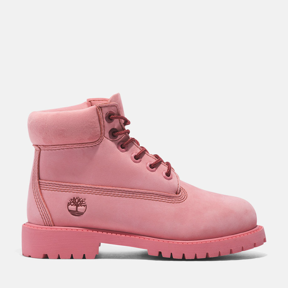 Timberland Premium 6-inch Lace-up Waterproof Boot For Youth In Pink Pink Kids, Size 12.5