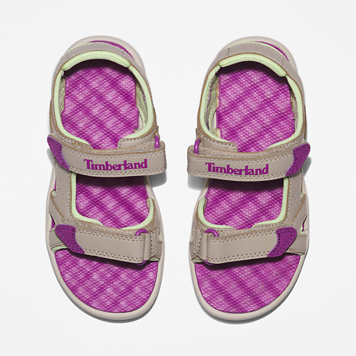 Perkins Row 2-Strap Sandal for Youth in Grey and Purple-