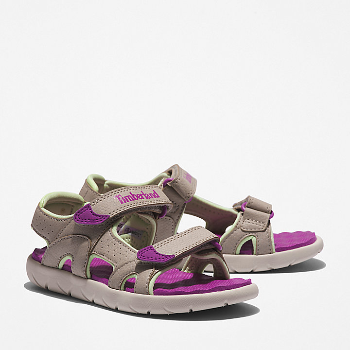 Perkins Row 2-Strap Sandal for Youth in Grey and Purple