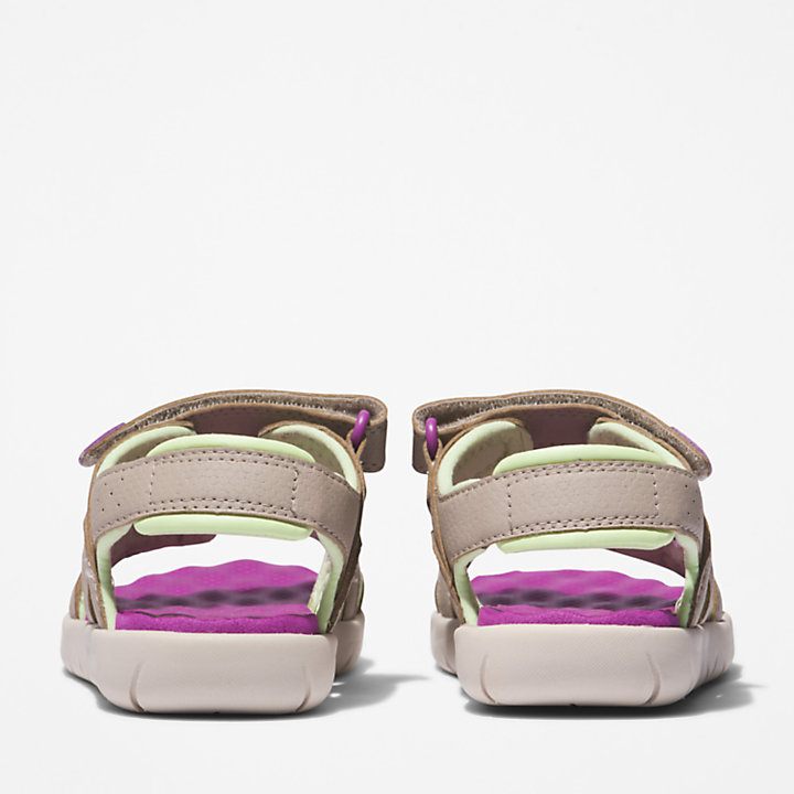 Perkins Row 2-Strap Sandal for Youth in Grey and Purple-