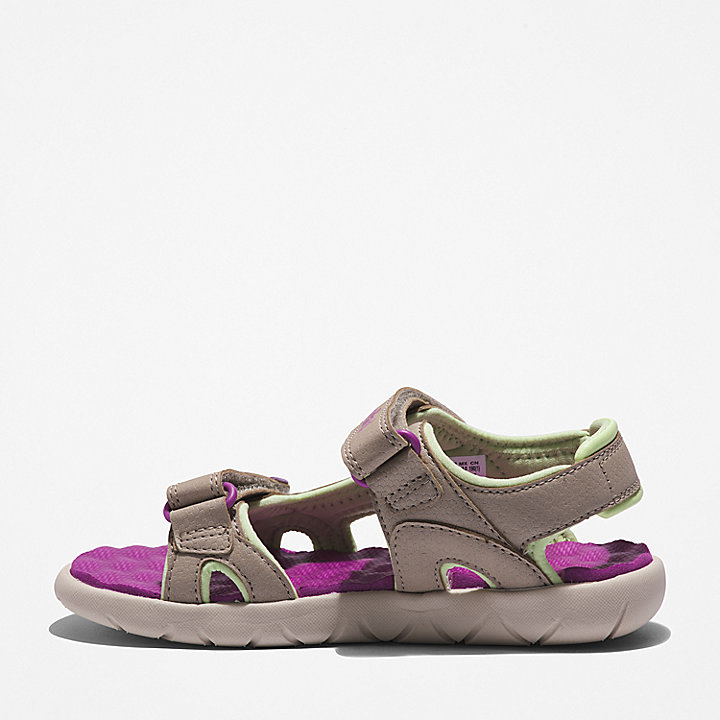 Perkins Row 2-Strap Sandal for Youth in Grey and Purple